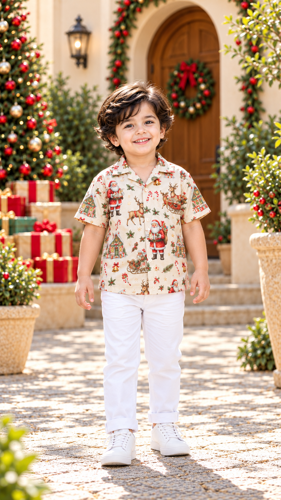 Santa & Reindeer Christmas Matching Father & Son Shirts