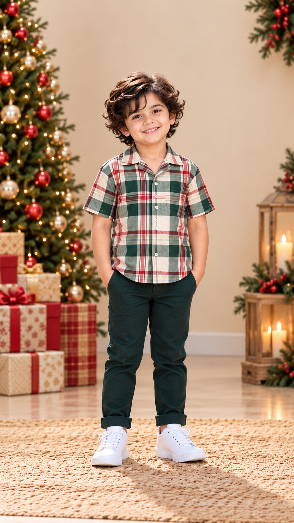 Classic Christmas Plaid Matching Father & Son Shirts