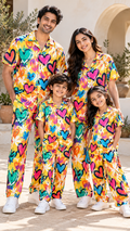 Yellow Colourful Hearts Family Co-Ord Set