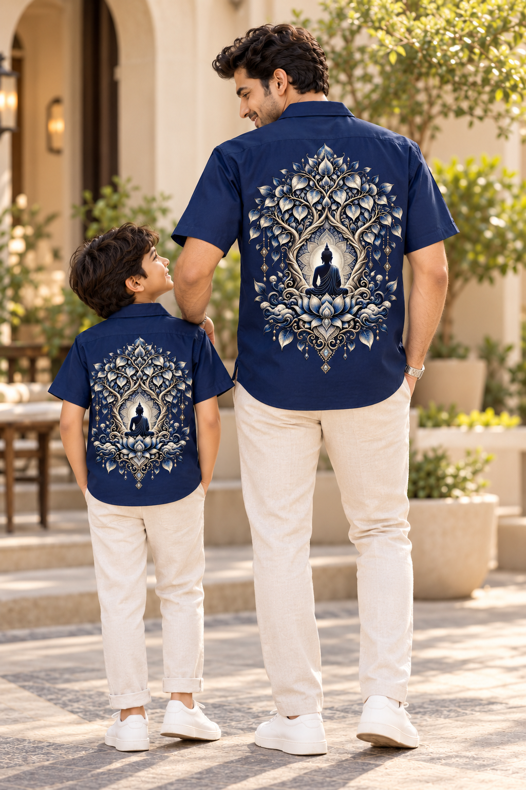 Navy Blue Buddha Lotus Mandala Premium Shirt