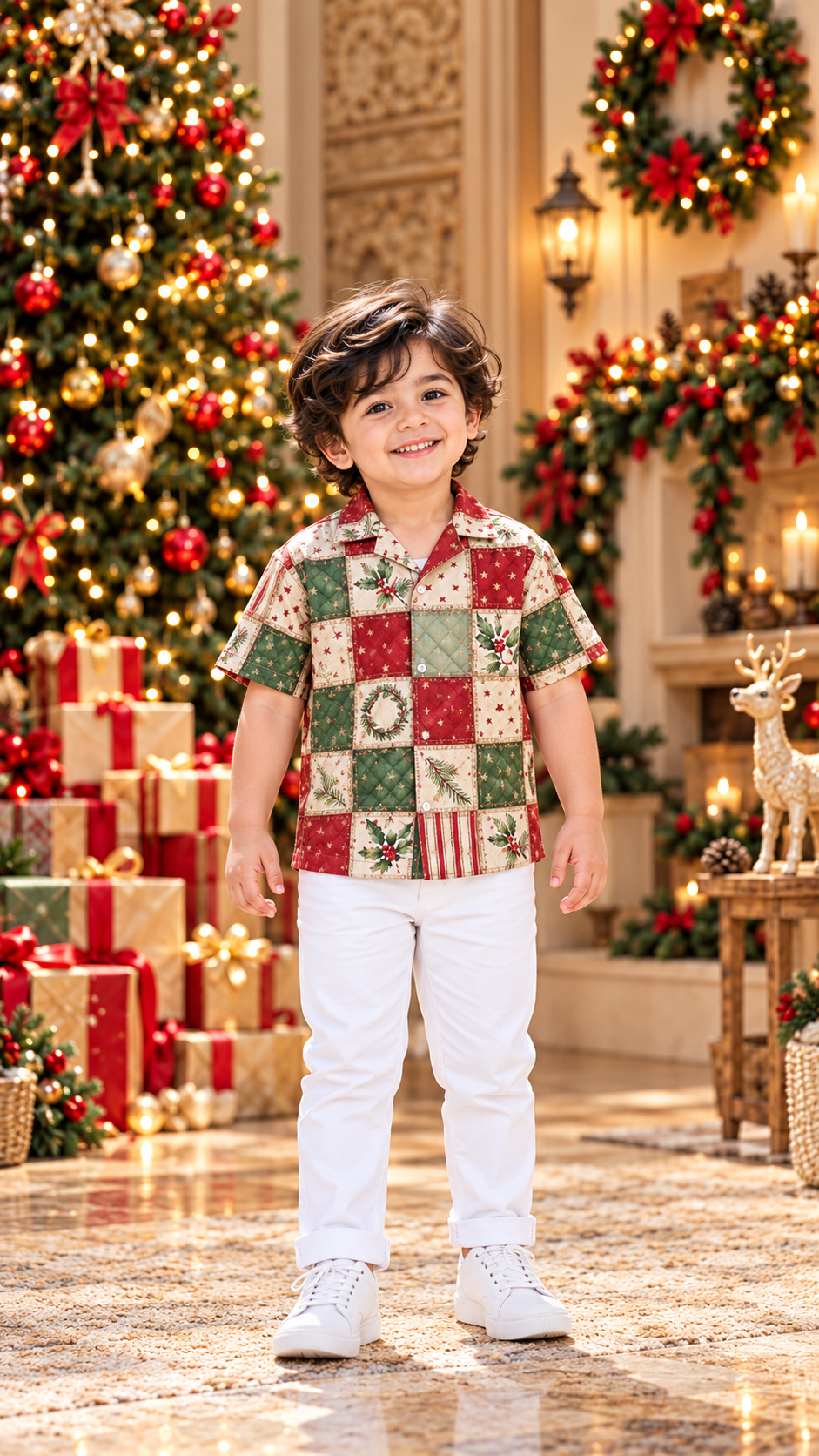 Christmas Patchwork Matching Father & Son Shirts