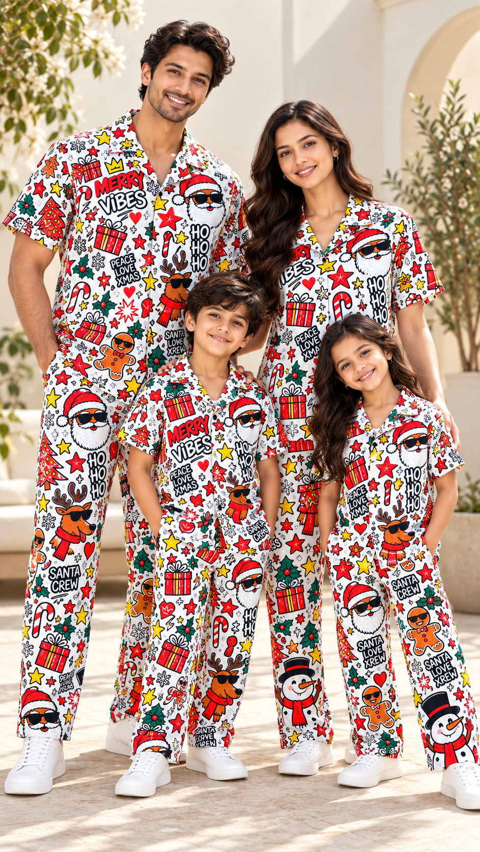 White Merry Vibes Christmas Family Co-Ord Set