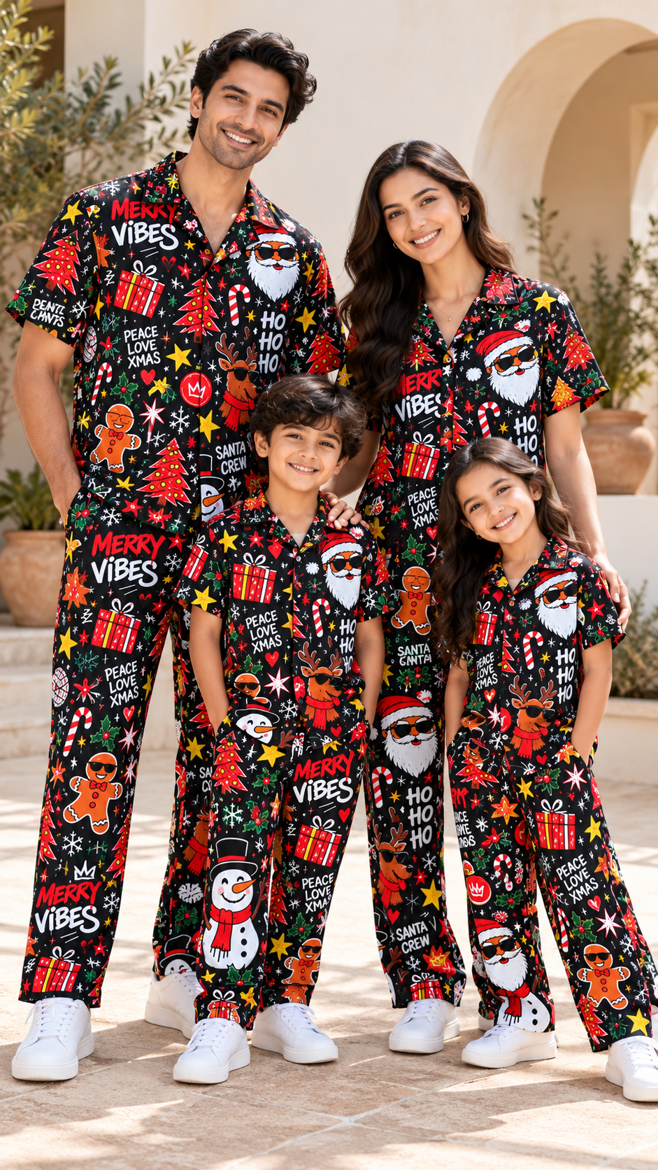 Black Merry Vibes Christmas Family Co-Ord Set