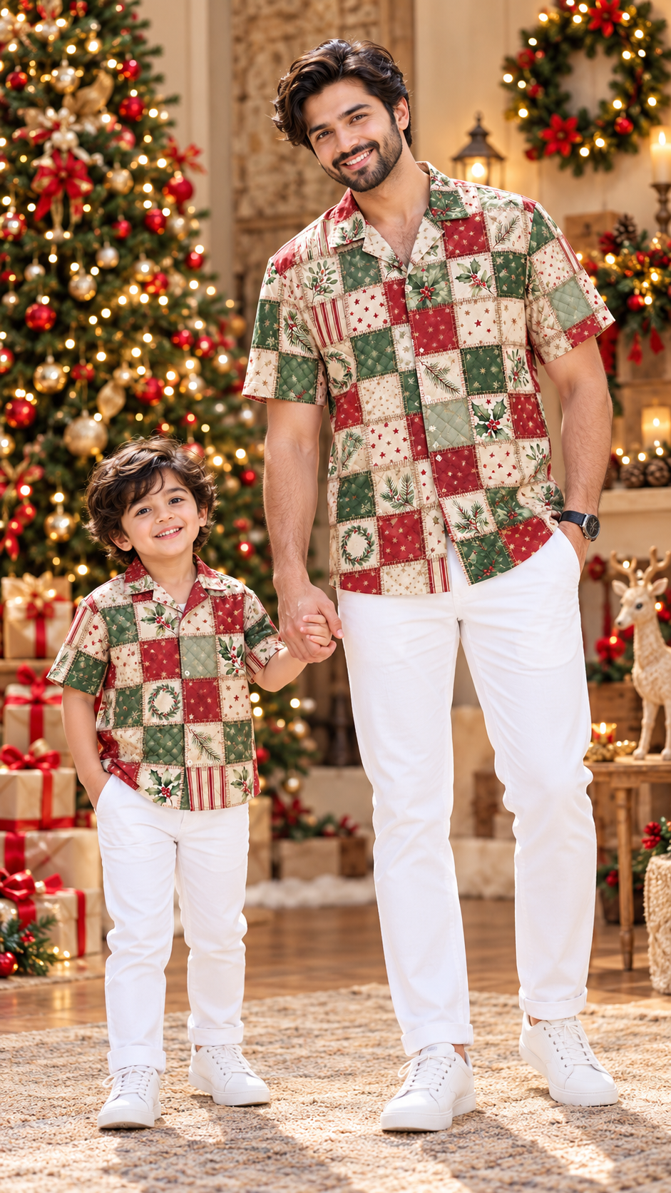 Christmas Patchwork Matching Father & Son Shirts