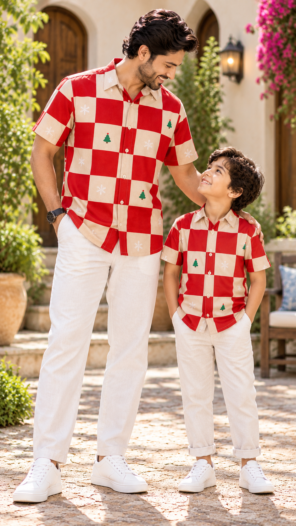 Christmas Red Checkered Printed Shirt – Red & Cream