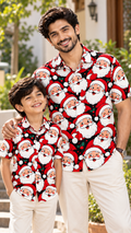 Jolly Santa Claus Christmas Printed Shirt – Black