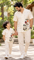 Kerala Christmas Star & Father-Son Printed Shirt – Cream