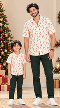 Red & Green Candy Cane Matching Father & Son Christmas Shirts