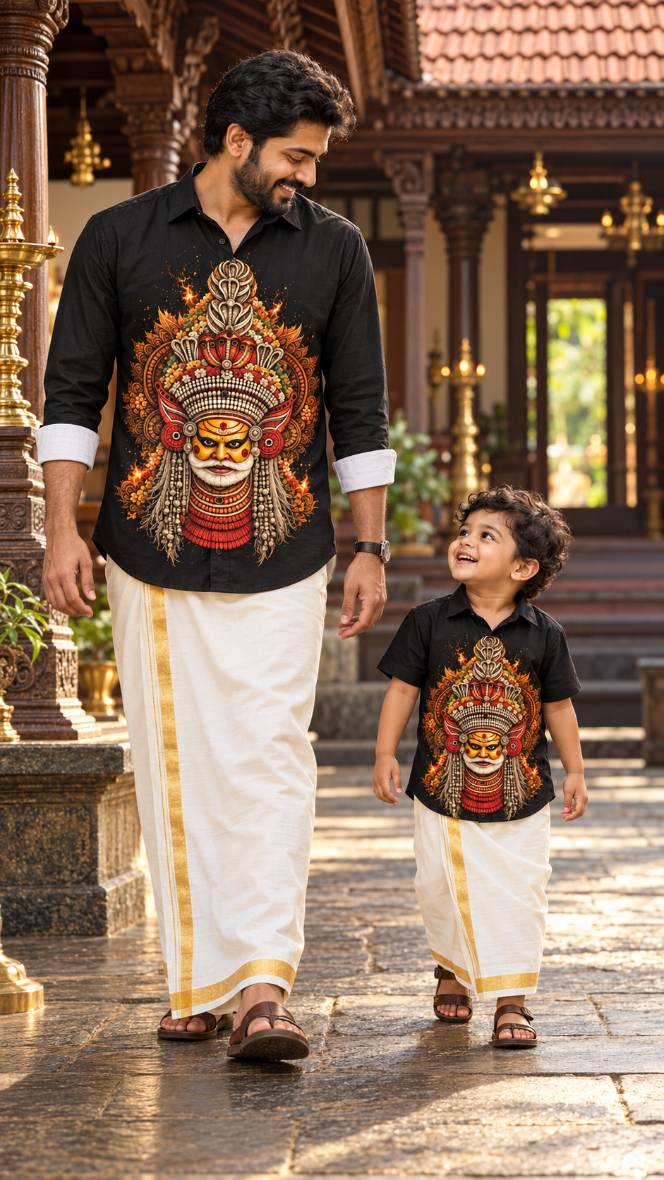 Muthappan Face Portrait Art Premium Shirt