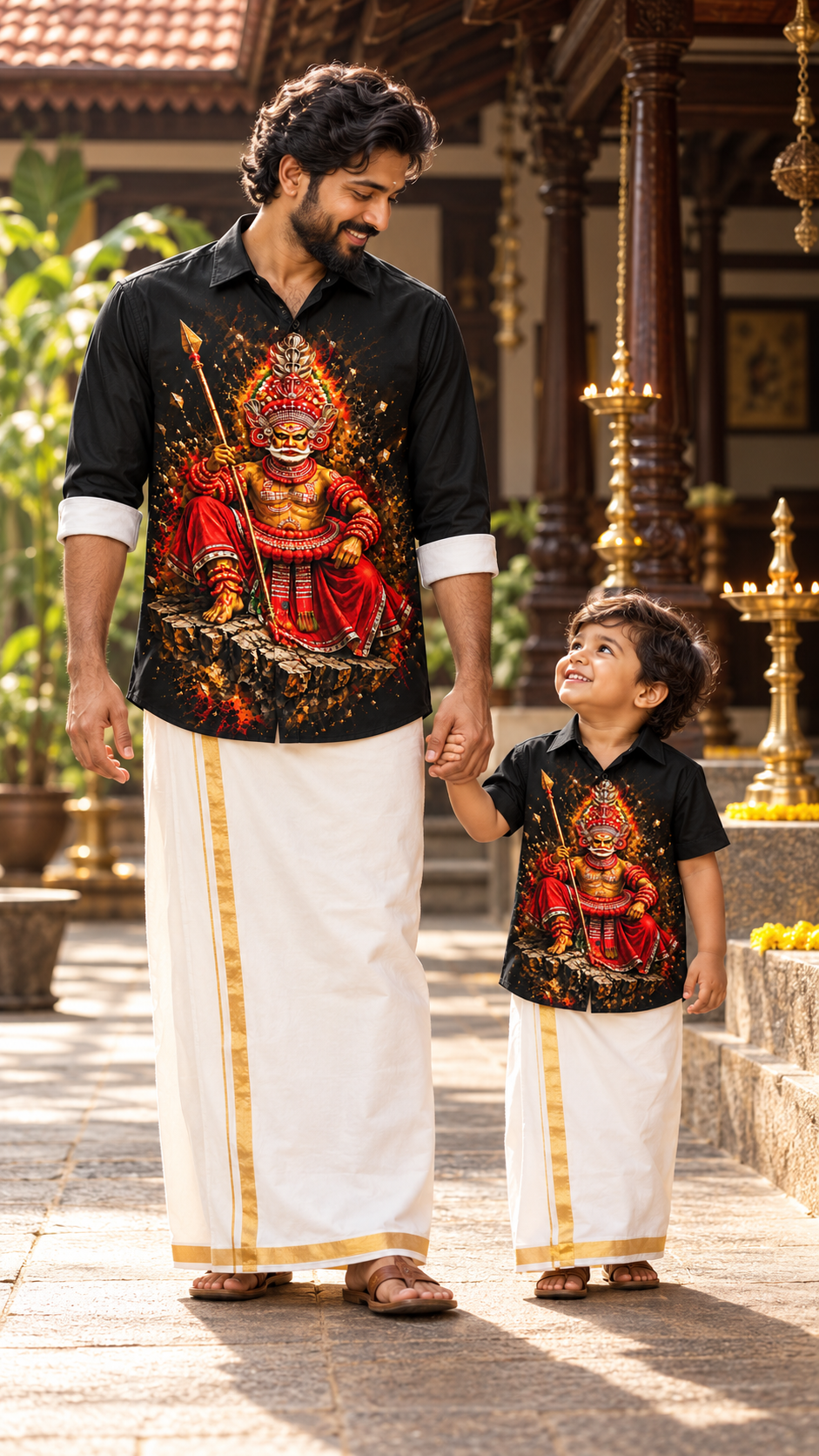 Muthappan Seated Warrior Art Premium Shirt