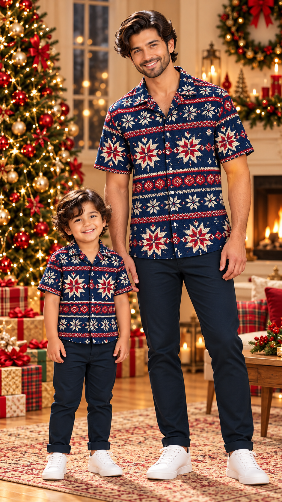Nordic Snowflake & Fair Isle Christmas Print Shirt