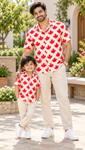 Red Maple Leaf Printed Shirt – Cream