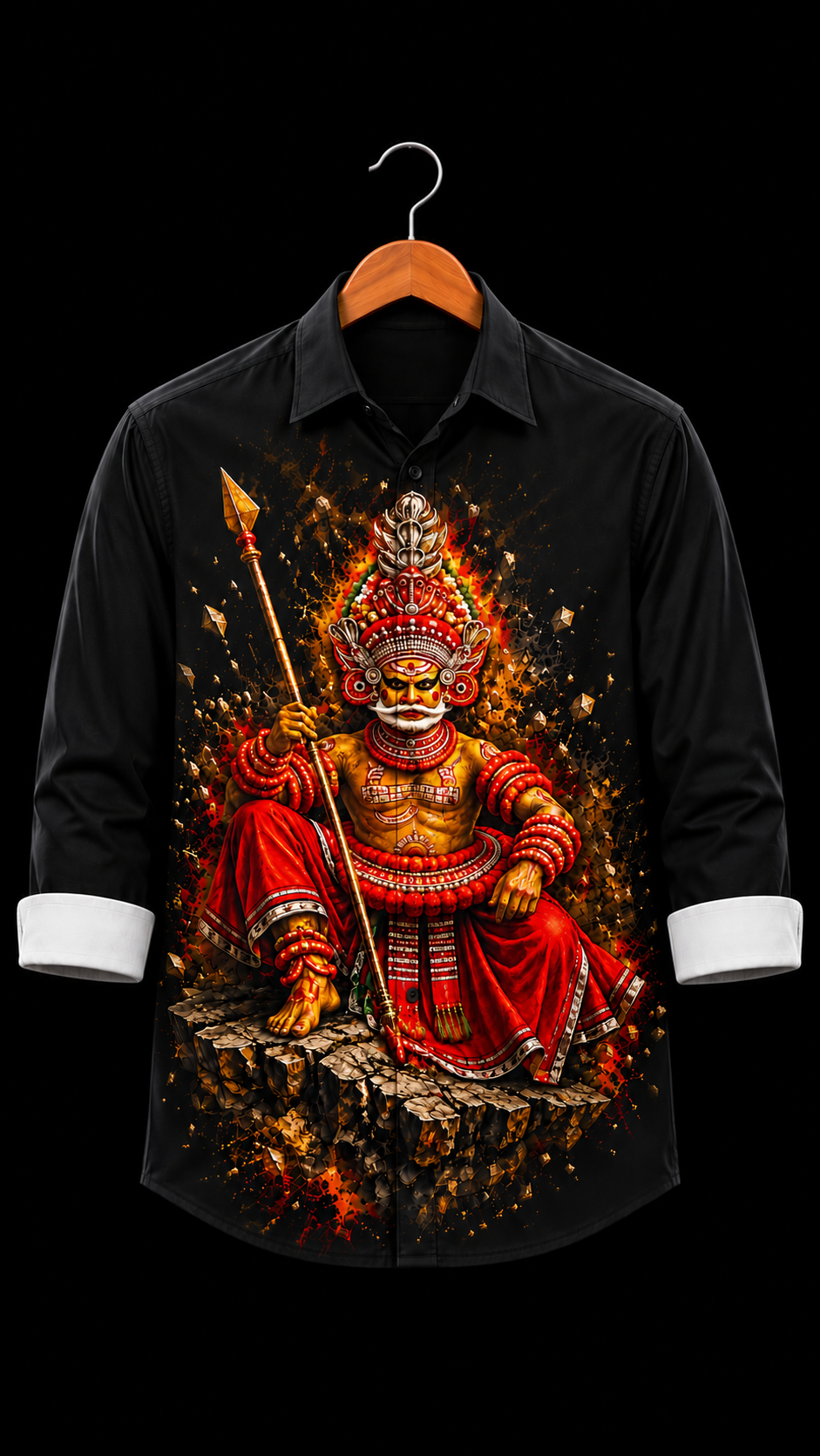 Muthappan Seated Warrior Art Premium Shirt