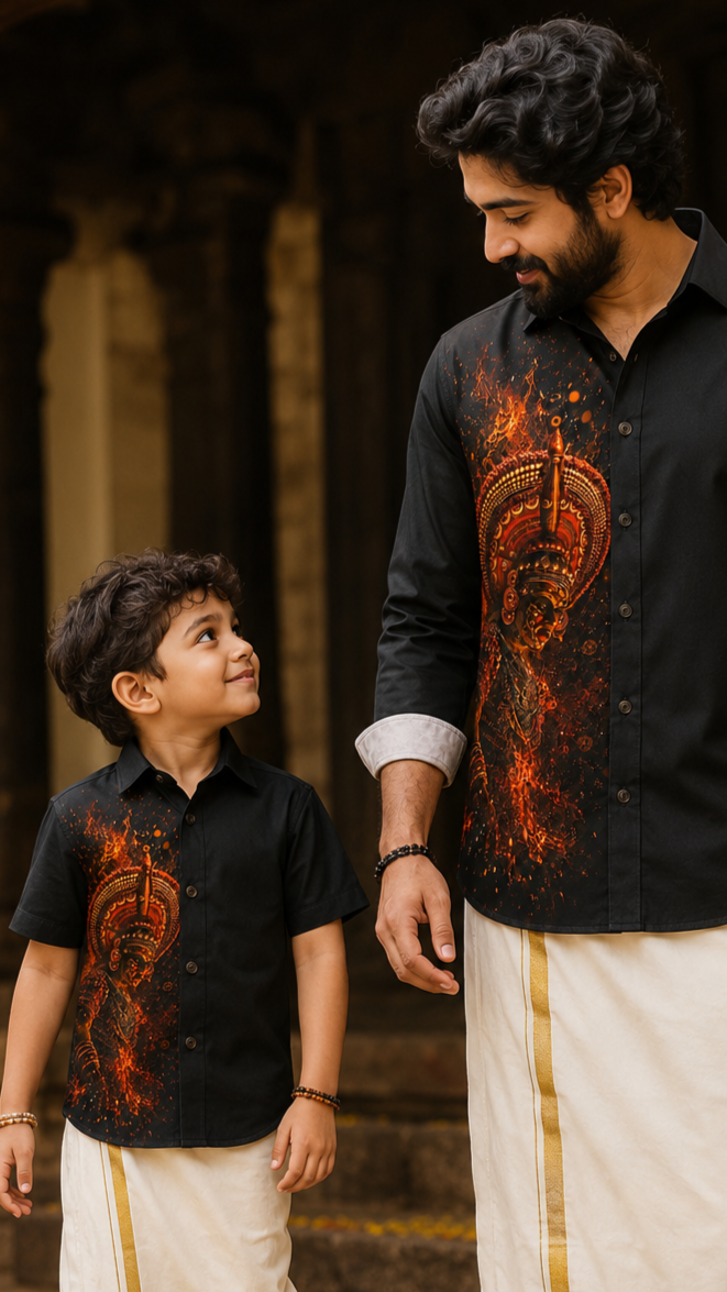 Kandanar Kelan Theyyam Fire Art Premium Shirt