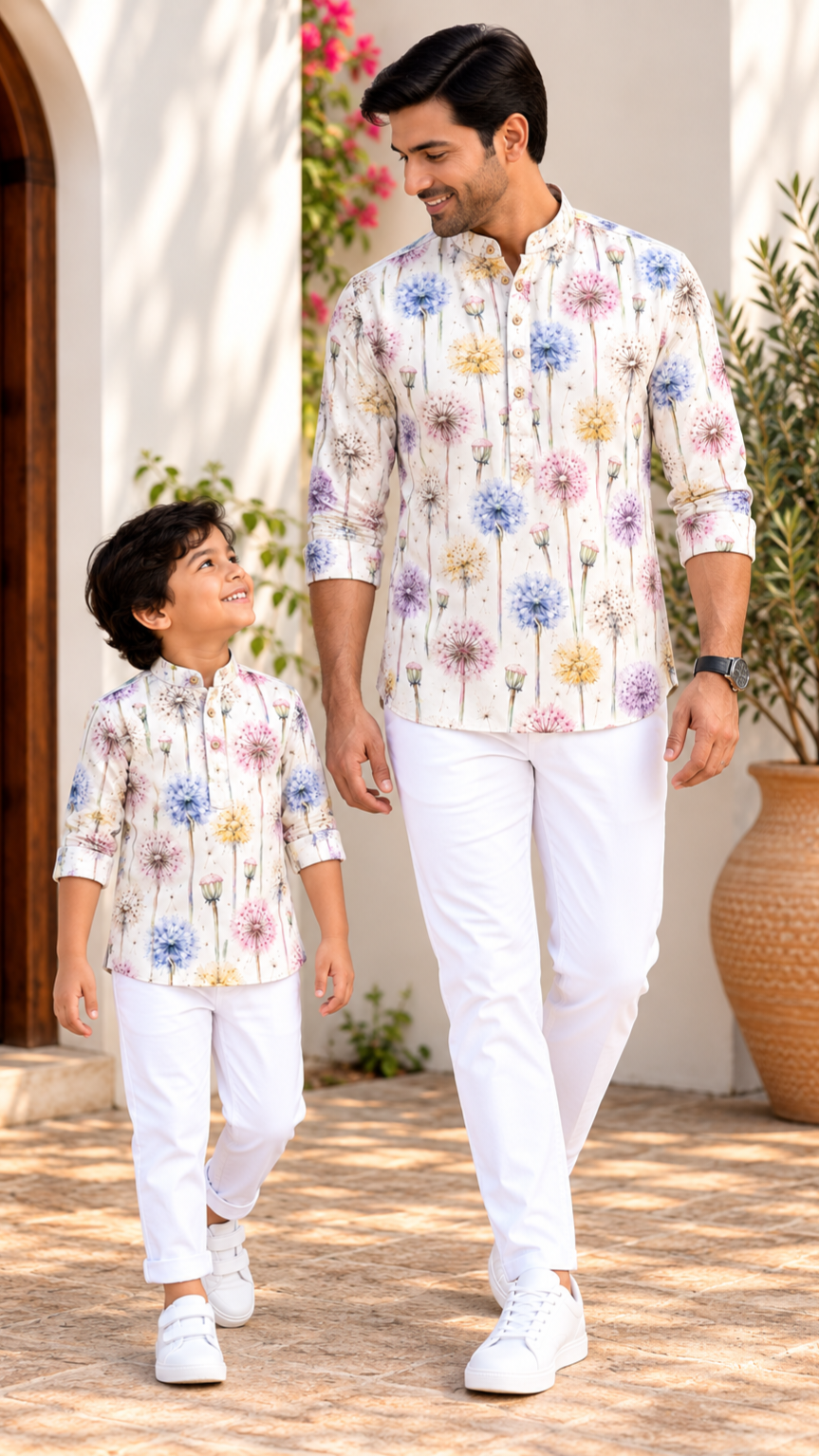 Multicolour Dandelion Floral Print Kurta