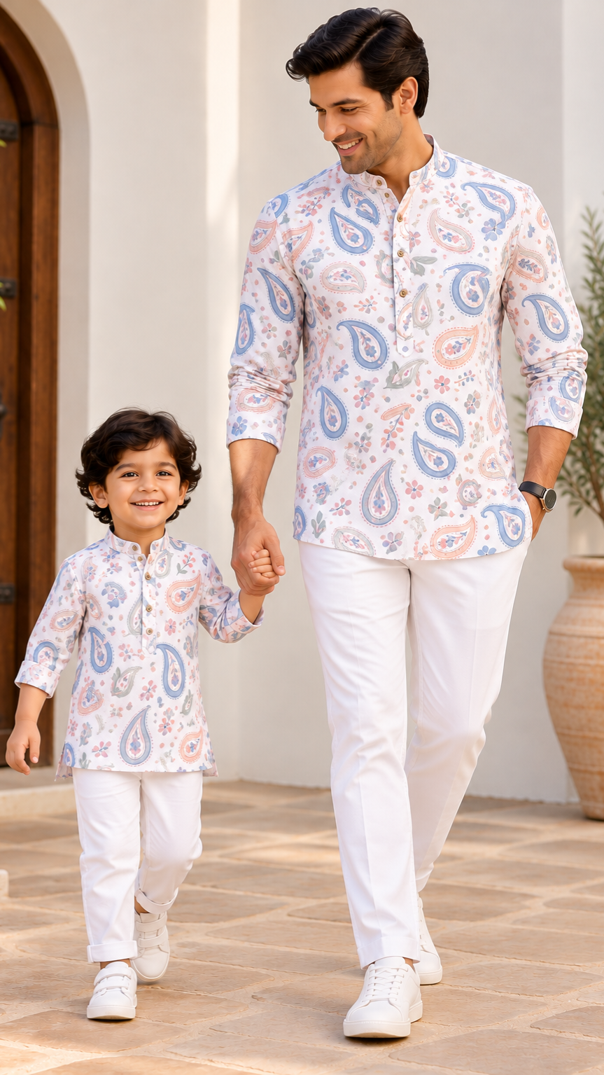 Pastel Floral Paisley Print Kurta