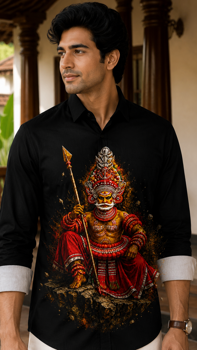 Muthappan Seated Warrior Art Premium Shirt