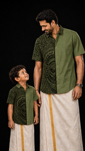 Half Theyyam Printed Green Shirt
